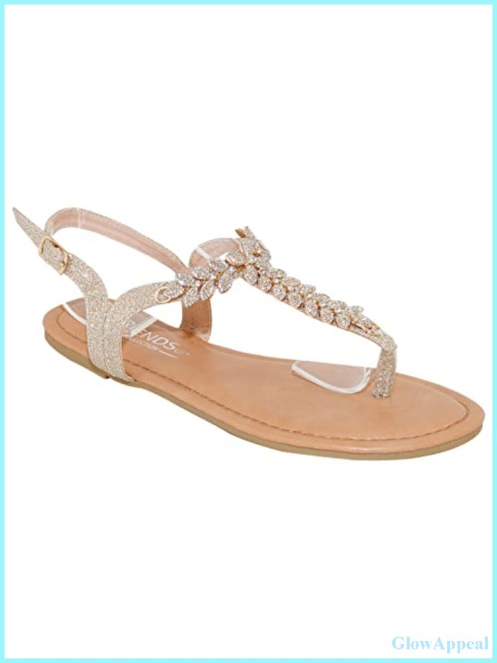 Women's T-Strap Buckle Sandals Flats Rhinestone